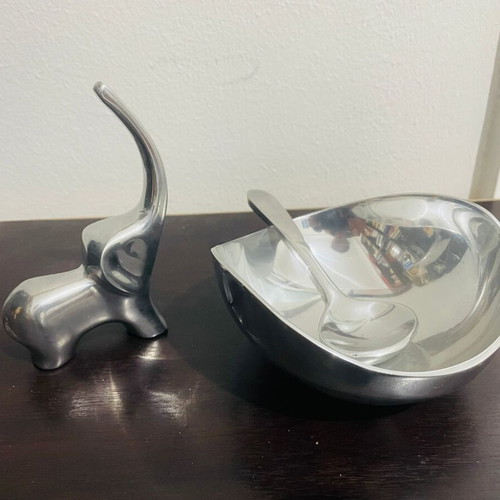Pewter Acatitla Mexico decorative set with elephant, like new