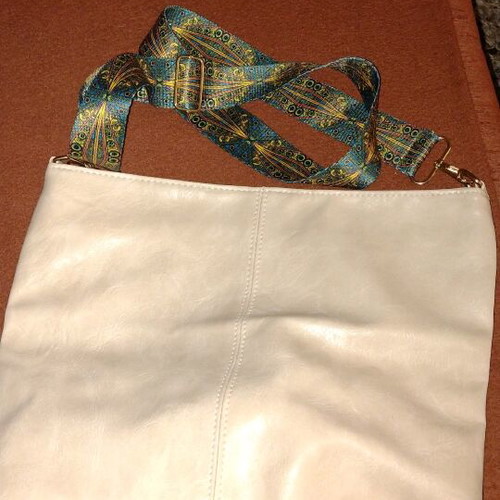 Crossbody bag new beige champagne color with zipper in the middle