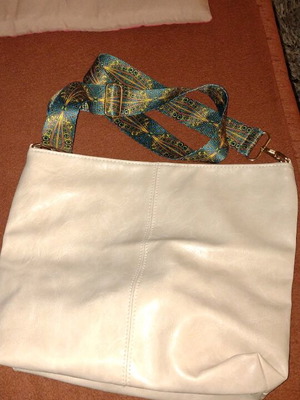 Crossbody bag new beige champagne color with zipper in the middle