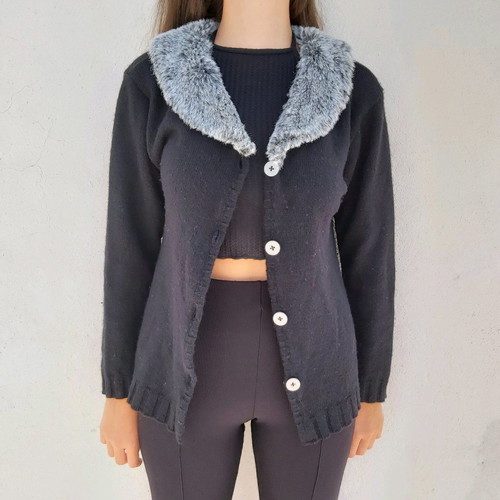 Figaro knitted cardigan with grey fur like new, size M