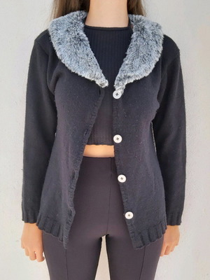 Figaro knitted cardigan with grey fur like new, size M