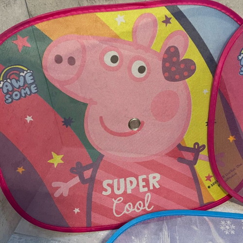 Car window sunshades used, set of 3 with Peppa Pig and Frozen