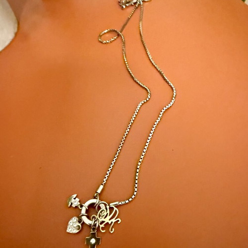 Dyrberg/Kern silver necklace with charms and rhinestones like new