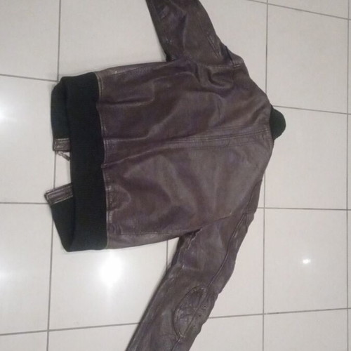 Leather jacket retro used, brown, small size