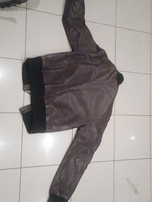 Leather jacket retro used, brown, small size