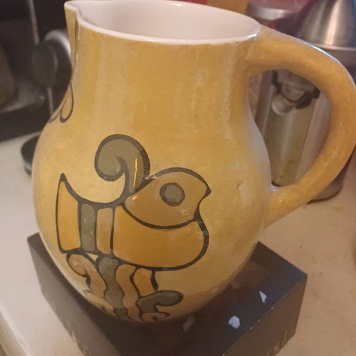 Tanagra ceramic pitcher used, hand-painted