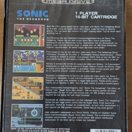 Sonic the Hedgehog Sega Mega Drive used with box and cartridge