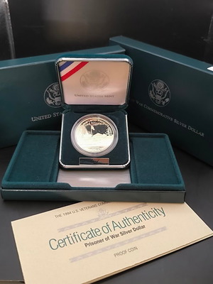 1994 Prisoner of War Memorial Silver Dollar new, commemorative edition with box and certificate