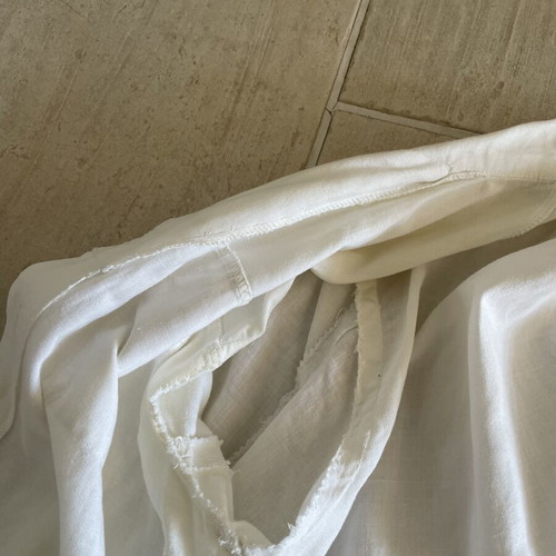 Linen midi shirt dress, white, size M-L