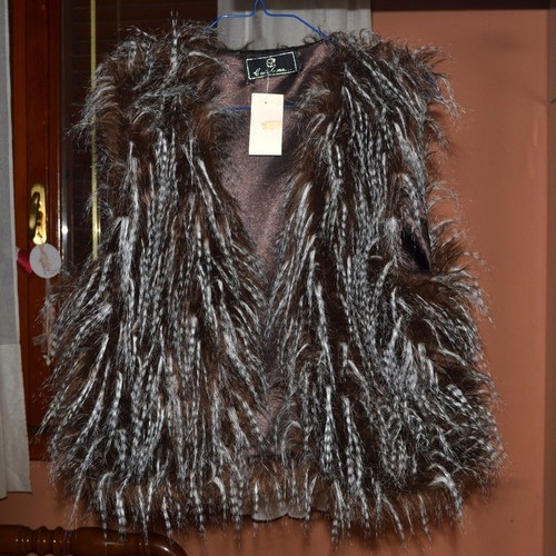 Faux fur women's vest brown new, size Small