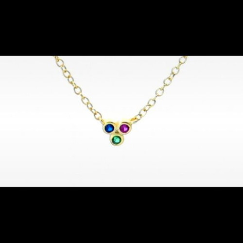 Necklace with multicolored crystals from gold-plated 925 silver new
