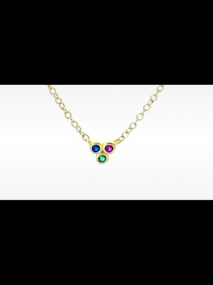 Κολιέ με πολύχρωμους κρυστάλλους - Silver necklace