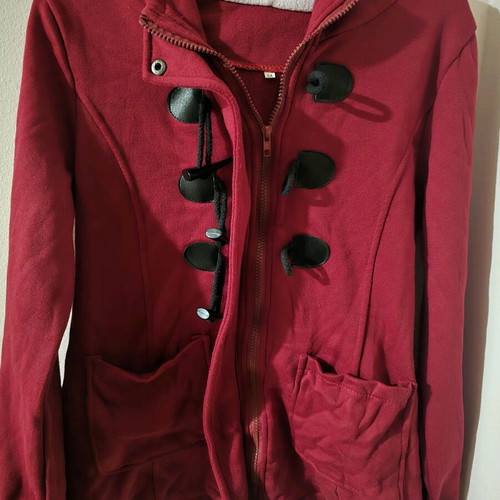 Red lightweight hooded jacket with pockets size M like new
