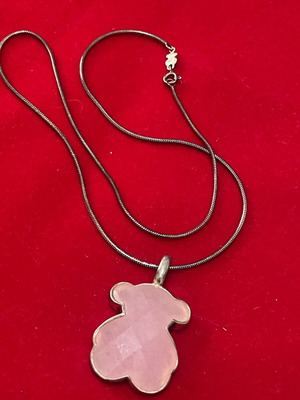 Tous necklace silver 925 used, pink chain 50 cm