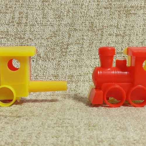Plastic Vintage Whistle Train Pack of 2, Greek Festival Toy 1960s