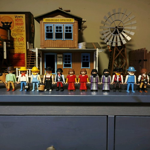 Playmobil used figure set with two horses Far West