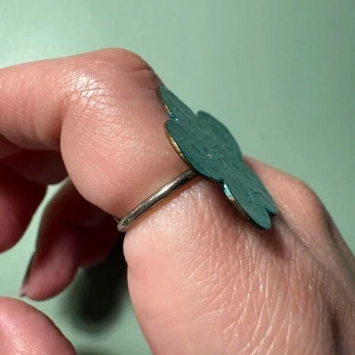 Vintage silver 925 ring used, turquoise flower design