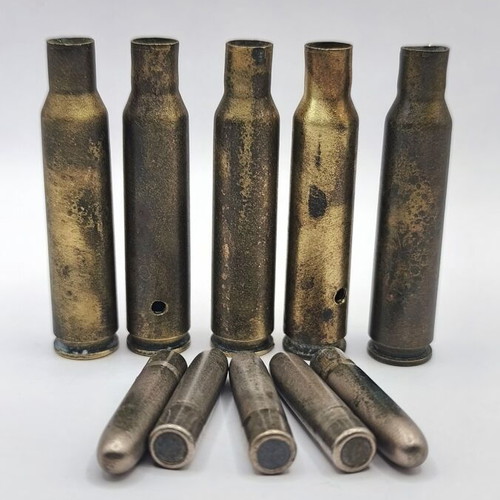 Set of 5 6.5x54mm Mannlicher-Schönauer inert cartridges, Greek 1939