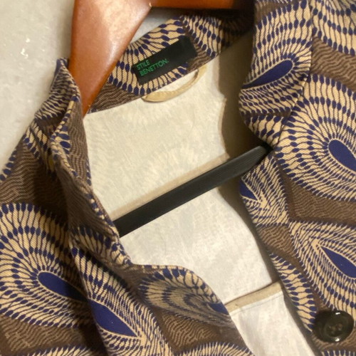 Benetton women's coat baroque style XL 85 cm like new beige brown