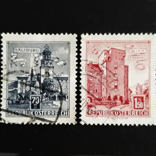 Αυστρία 1958 Σφραγισμένα γραμματόσημα με κτήρια και κάστρα (2)
