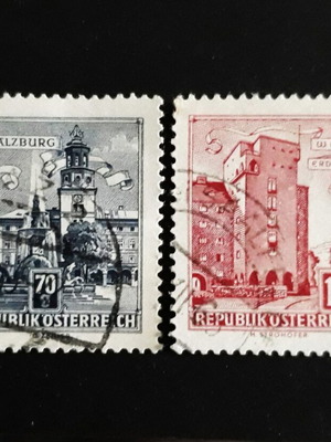 Αυστρία 1958 Σφραγισμένα γραμματόσημα με κτήρια και κάστρα (2)