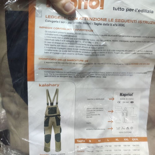 Kapriol Kalahari work overall with suspenders beige XXL new
