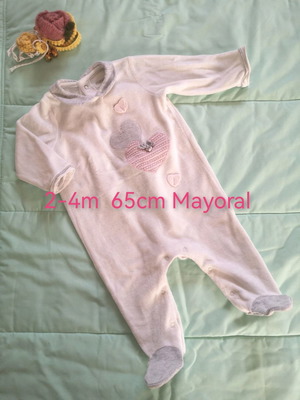 Mayoral baby romper used 2-4m 65cm white velour