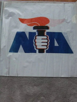 Vintage New Democracy Flag used, 56 x 50 cm