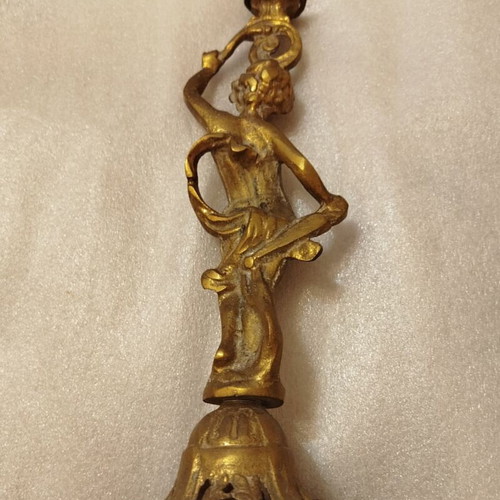Vintage brass candlestick used, 35 centimeters