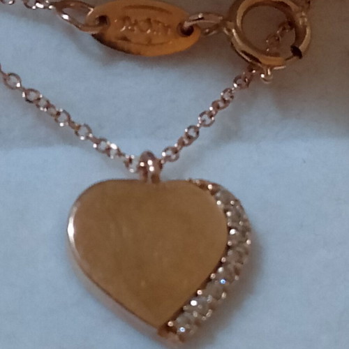 Al'Oro heart necklace rose gold 375K like new