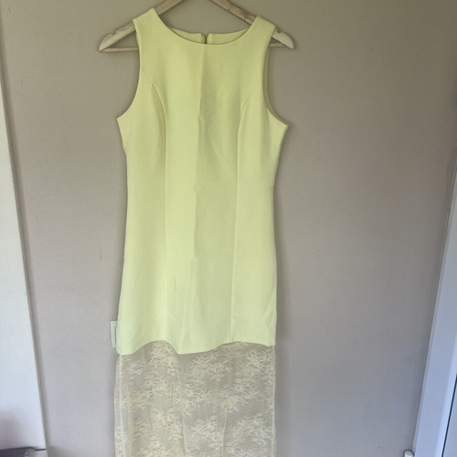 Long yellow dress with lace new, size S