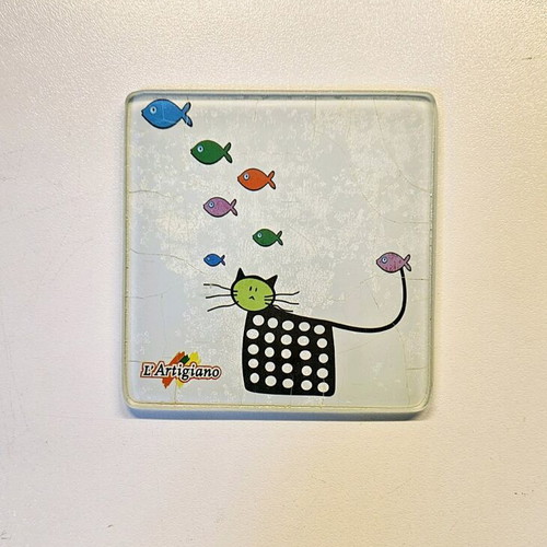 Glass coasters set of four with Pizza L'Artigiano designs