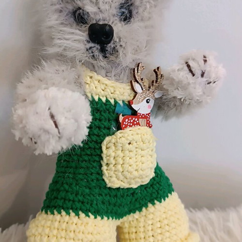 Handmade knitted cat toy new, 18cm with movable paws and head