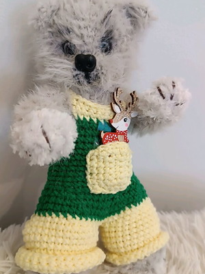 Handmade knitted cat toy new, 18cm with movable paws and head