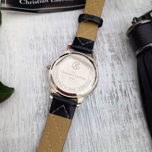 Christian Lacroix women's watch new with black leather strap