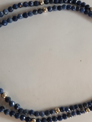 Necklace with silver beads and natural sodalite stone like new, blue