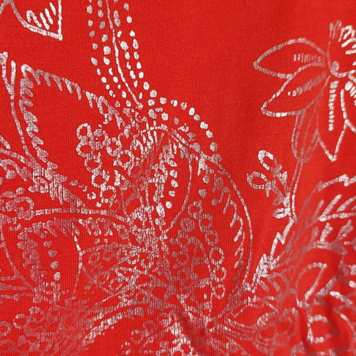 Gallery summer blouse Large like new, coral with silver design