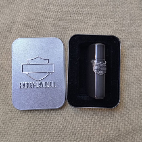 Zippo Slim Midnight Chrome Harley-Davidson Wing lighter mint condition