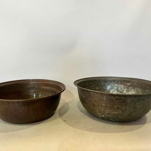 Vintage set of 2 copper utensils used, sizes 8x24 / 9x26