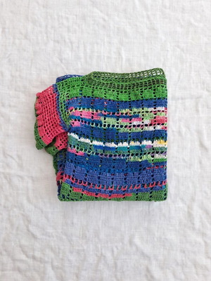 Handmade multicolor crochet cotton blouse one size