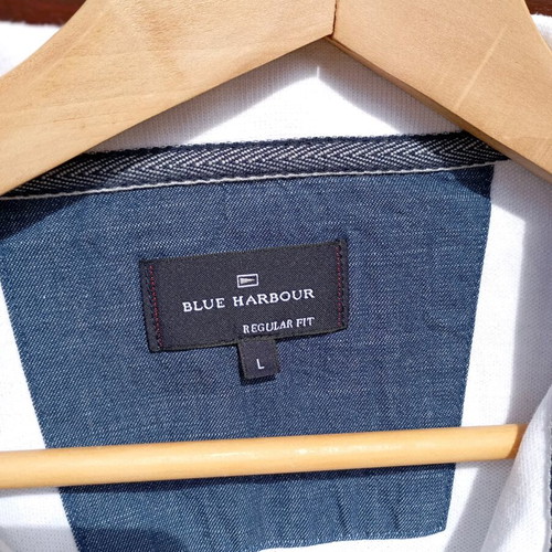 Blue Harbour cotton polo shirt size L like new, white