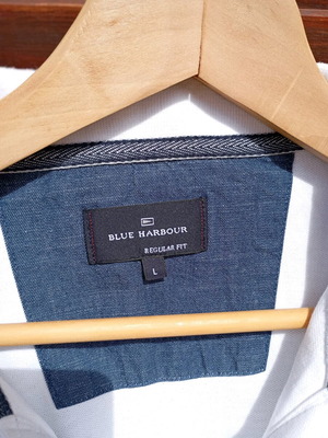 Blue Harbour cotton polo shirt size L like new, white