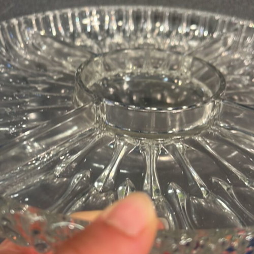 Crystal serving platter like new with four large compartments