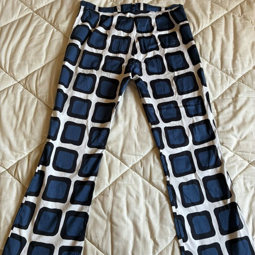 Max Mara Striking Cotton Blend Trousers with Geometric Pattern, Like New