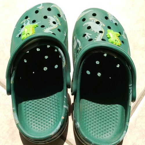 Summer shoes for boys used, dinosaur style, green sandals