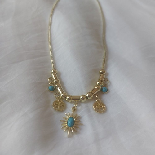 Boho necklace and bracelet set with turquoise elements like new