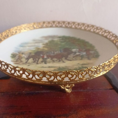 Decorative plate "The Horse Fair" 1853 by Rosa Bonheur, Bavaria, used