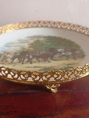 Decorative plate "The Horse Fair" 1853 by Rosa Bonheur, Bavaria, used