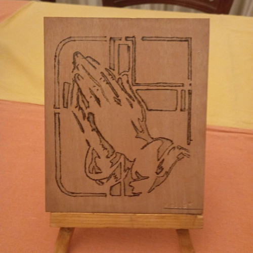 Handmade wooden pyrography artwork, new