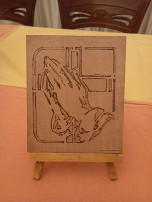 Handmade wooden pyrography artwork, new
